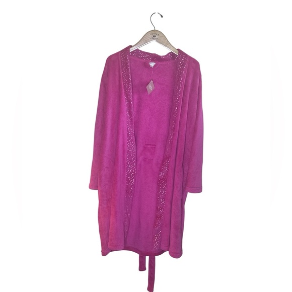 Ulta Beauty Robe Size L/XL Barbie Pink Shimmering Sequin Trim Along Shawl Cozy - Picture 3 of 14